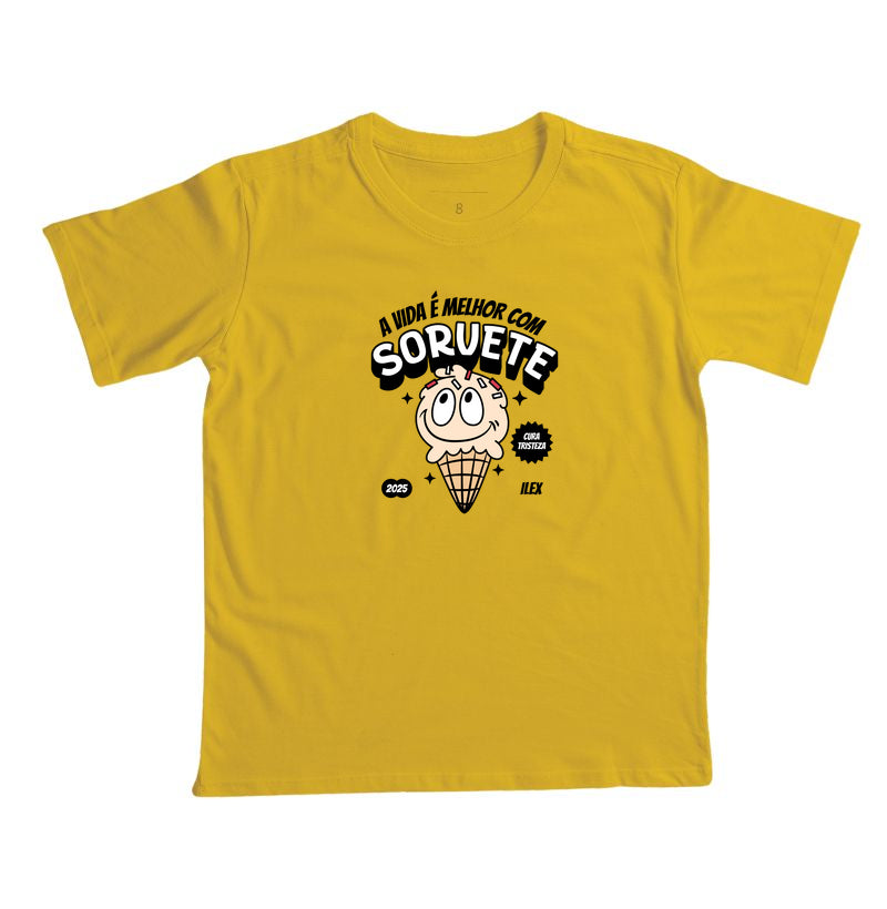 Camiseta Infantil A Vida é Melhor com Sorvete
