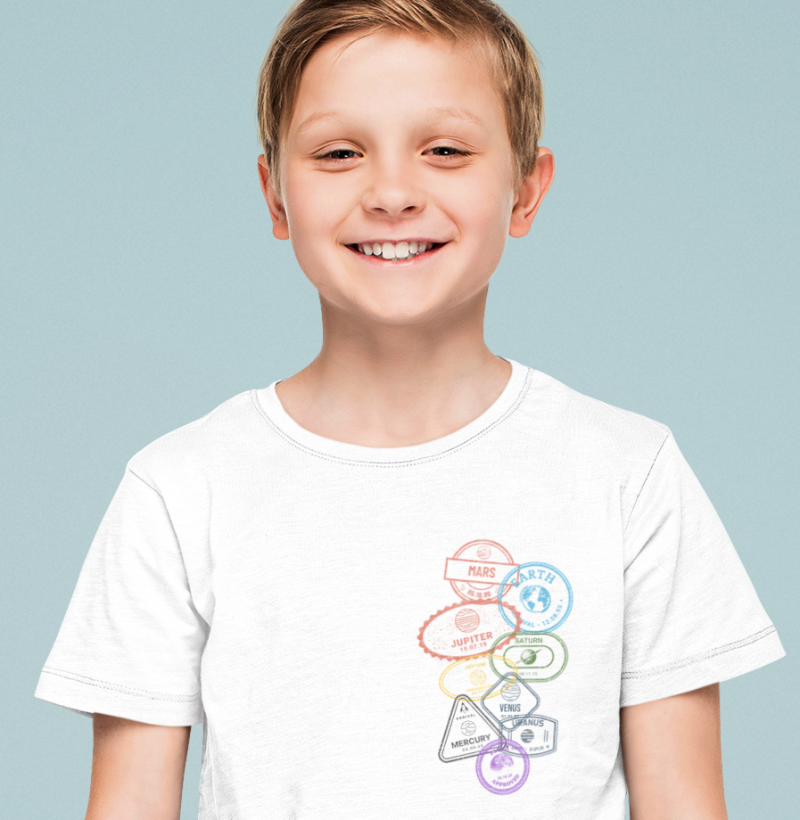 Camiseta Infantil Passaporte Interplanetário